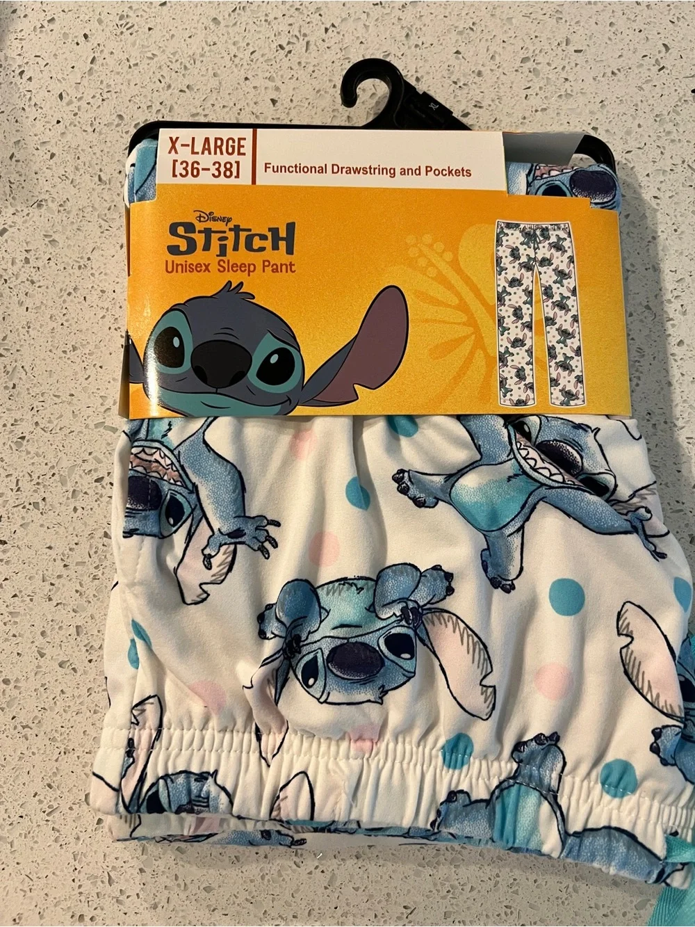 Disney Stitch' White Sleep Pants with Blue Print - X-Large